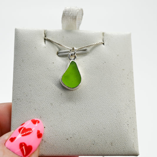 Lime green sea glass necklace