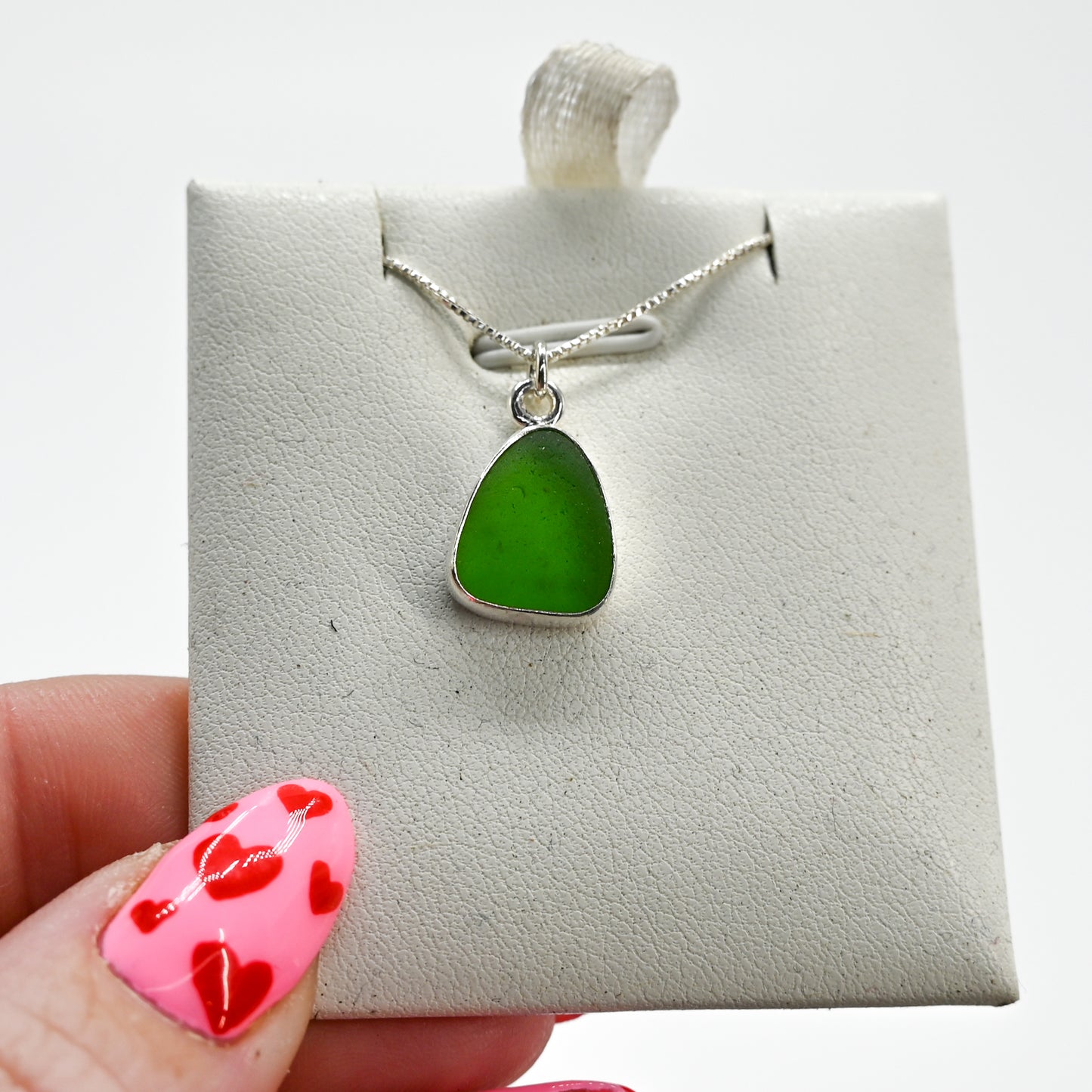 Green sea glass necklace