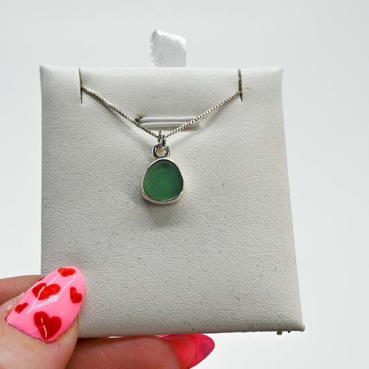 Green / teal sea glass necklace