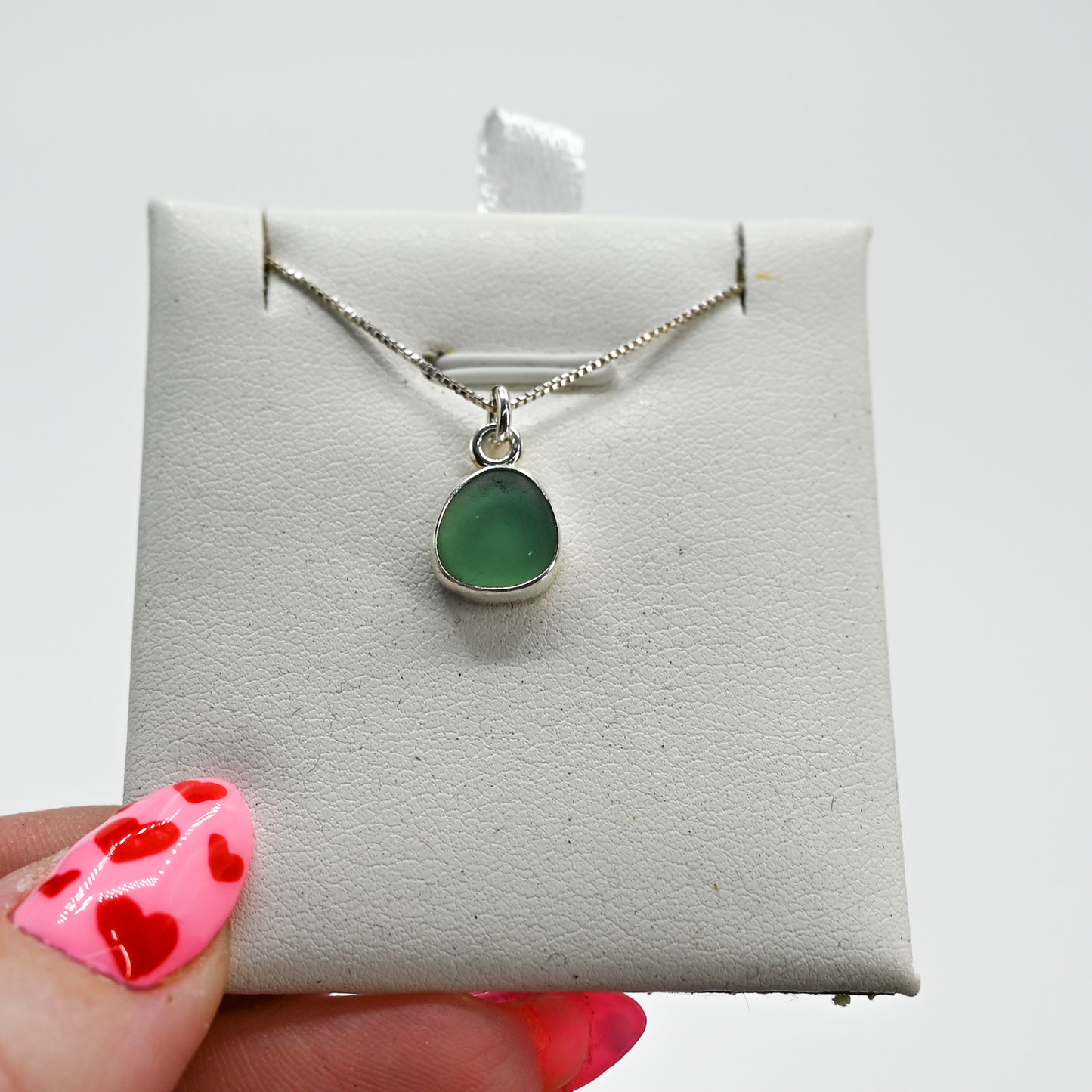 Green / teal sea glass necklace