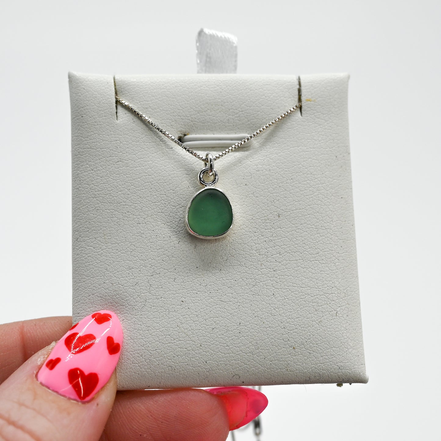 Green / teal sea glass necklace