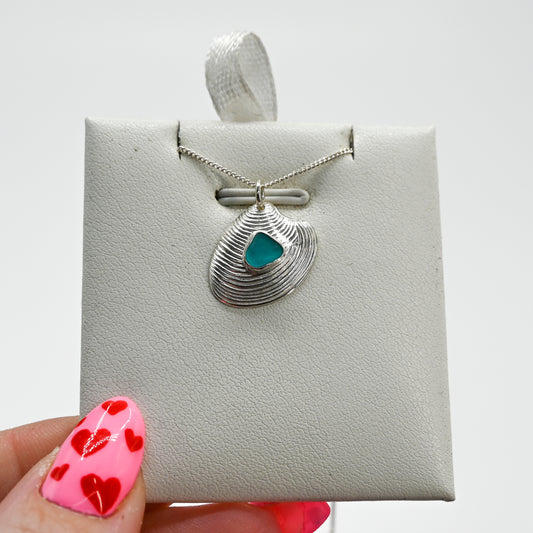 Caribbean sea glass shell necklace