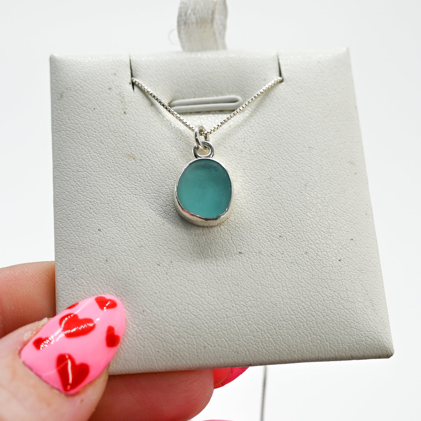 Aqua sea glass necklace