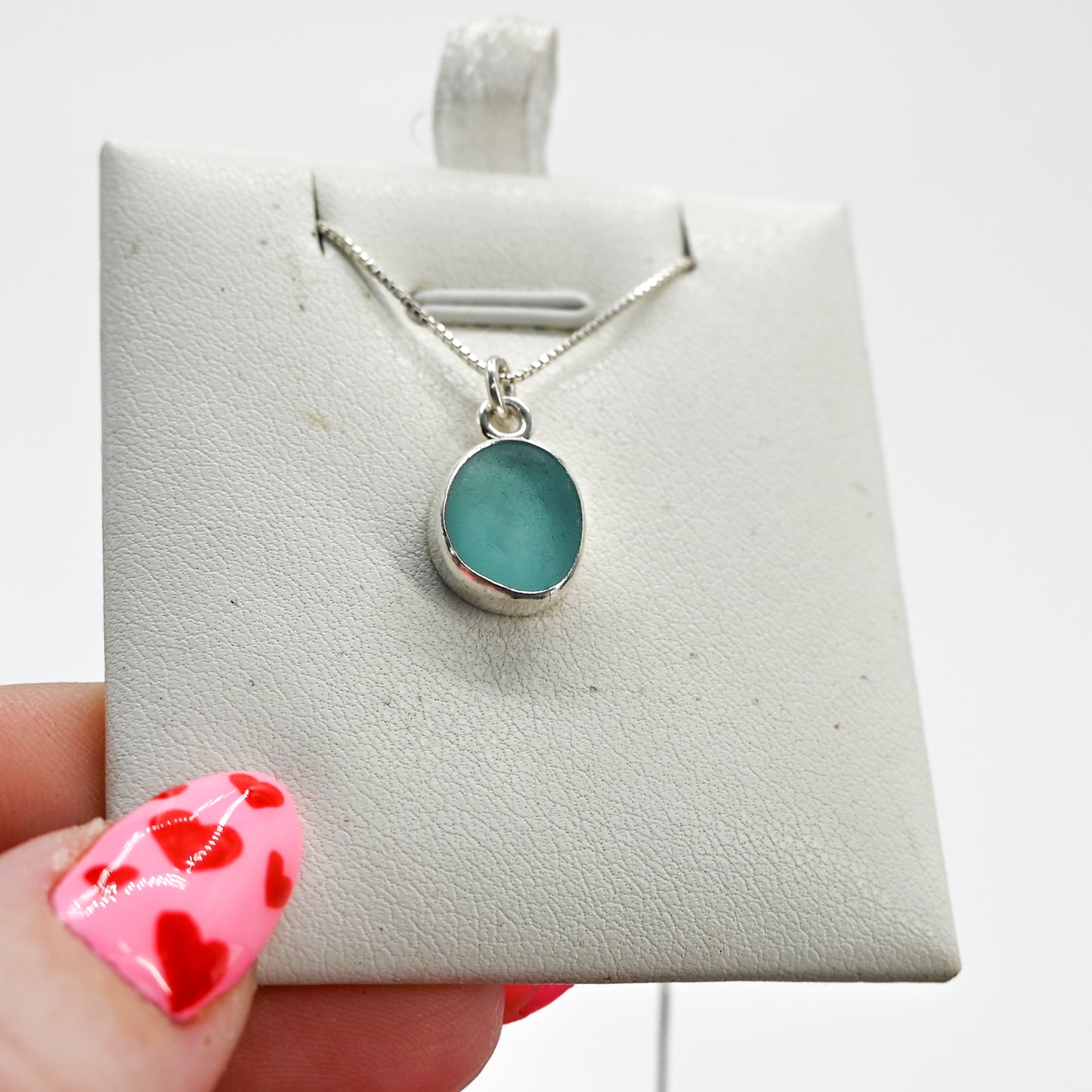 Aqua sea glass necklace