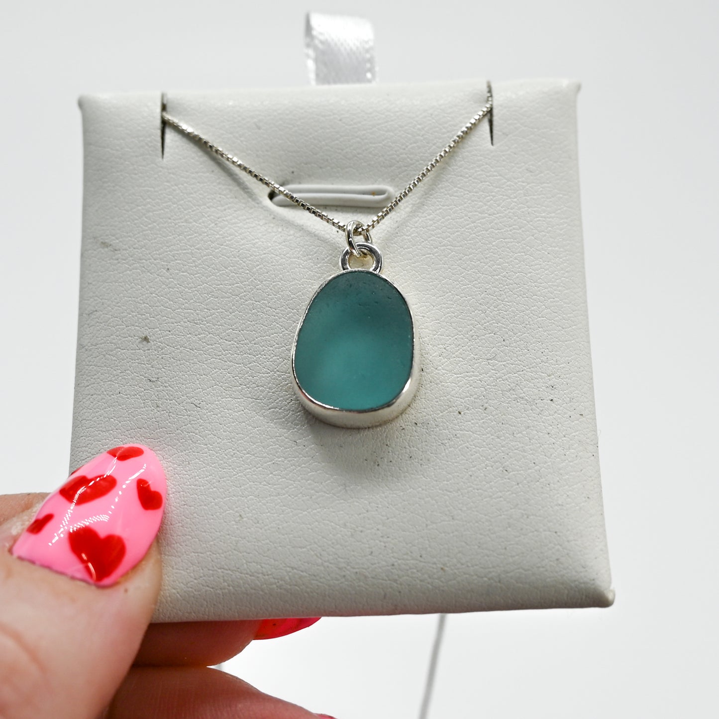 Aqua sea glass necklace