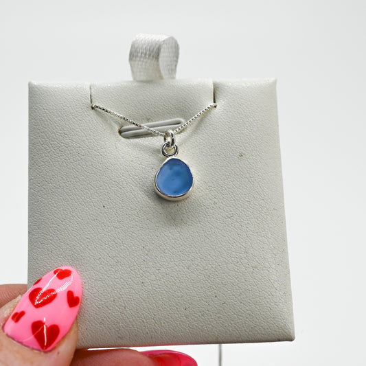 Cornflower sea glass necklace