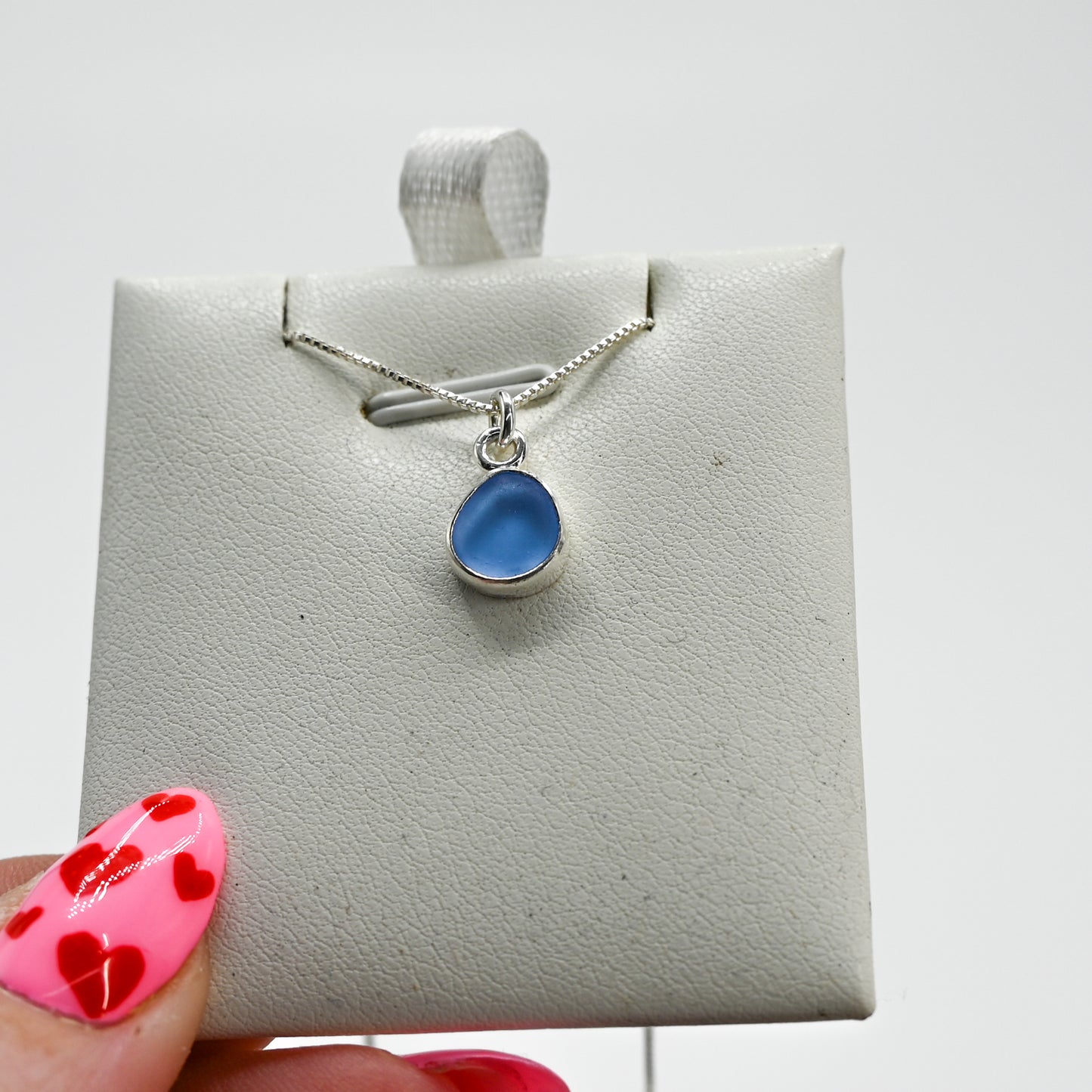 Cornflower sea glass necklace
