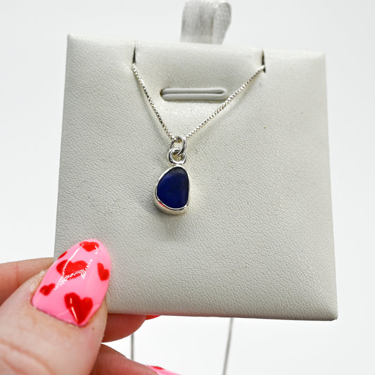 Cobalt sea glass necklace