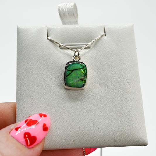 Rectangle monarch opal necklace