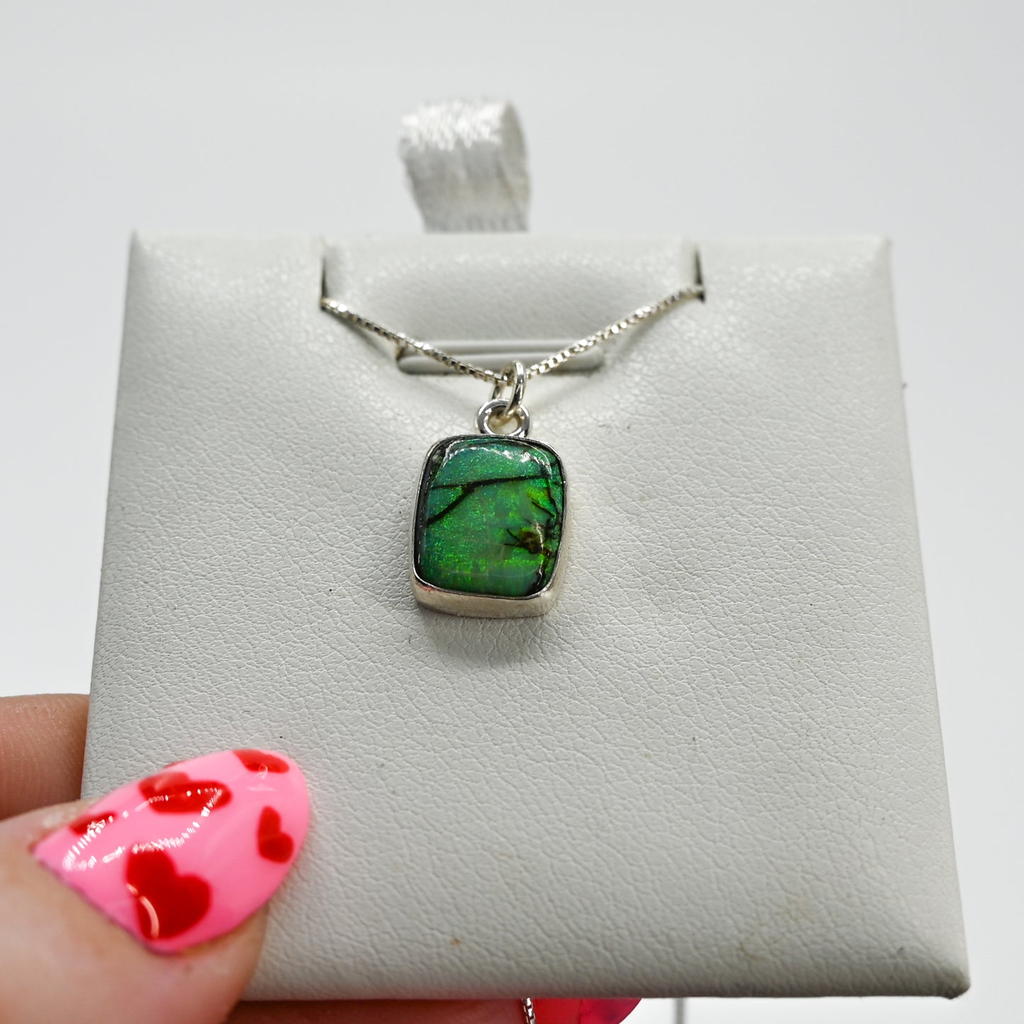 Rectangle monarch opal necklace