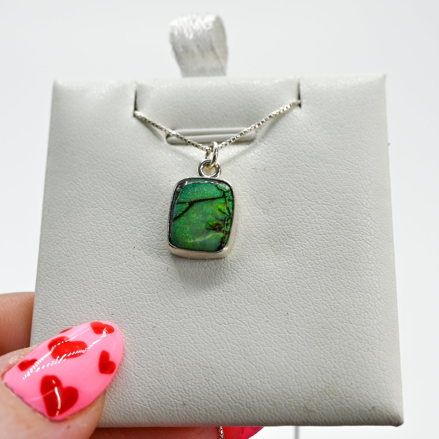Rectangle monarch opal necklace
