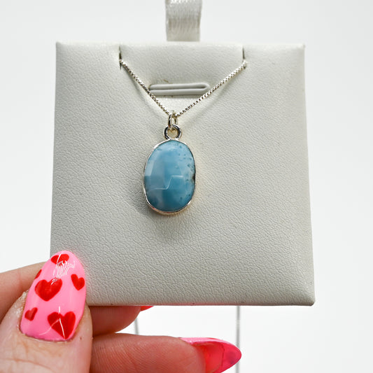 Rose cut larimar necklace