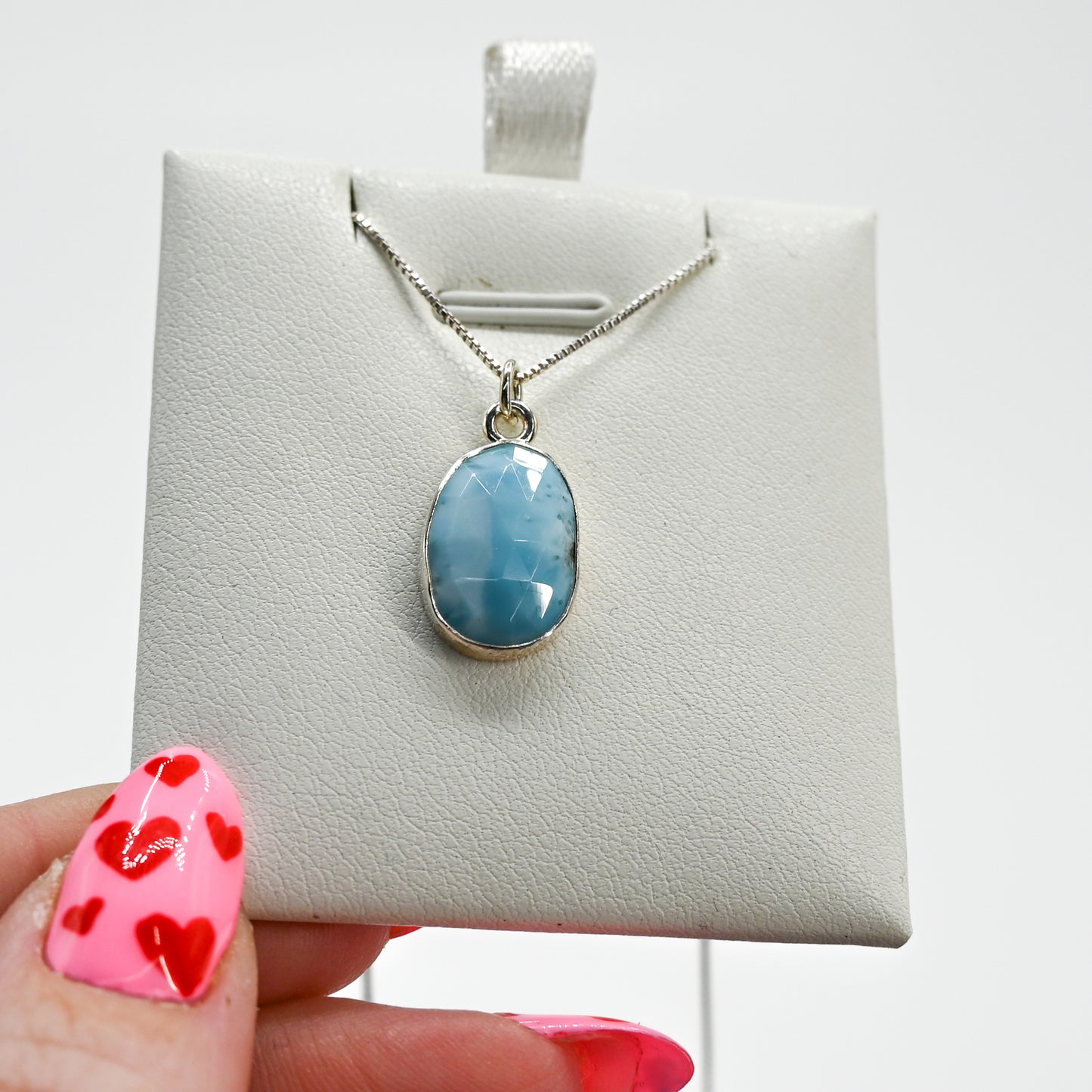Rose cut larimar necklace