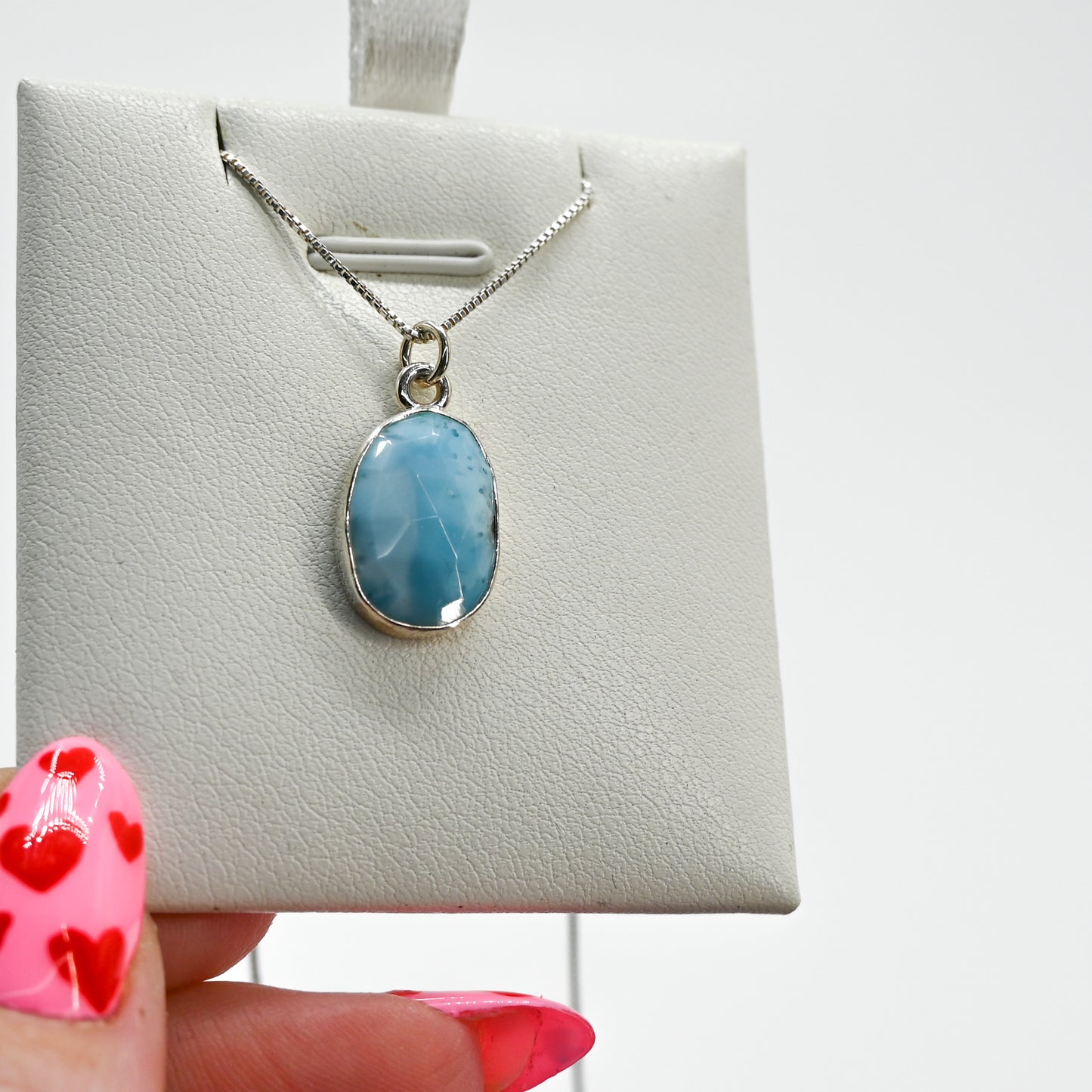 Rose cut larimar necklace