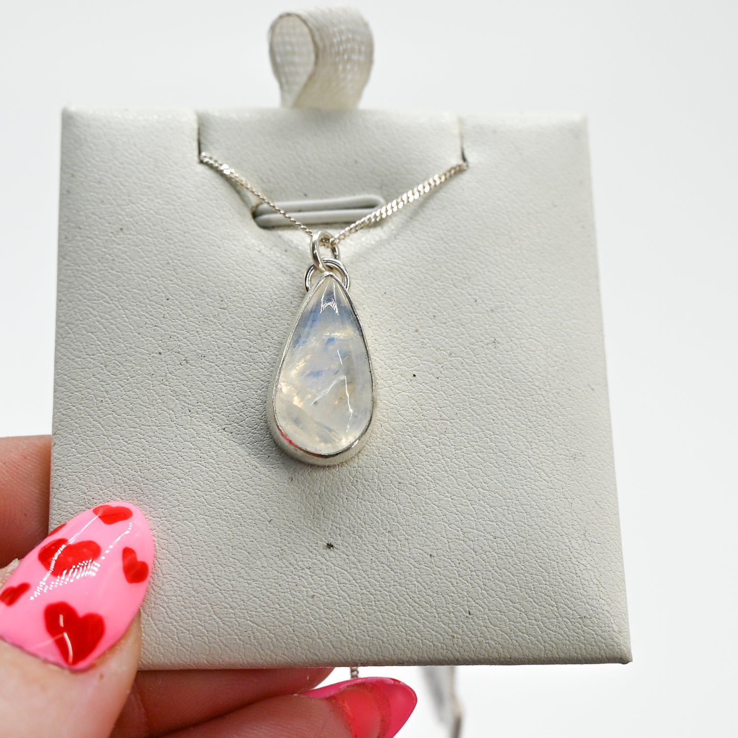 XL pear moonstone necklace