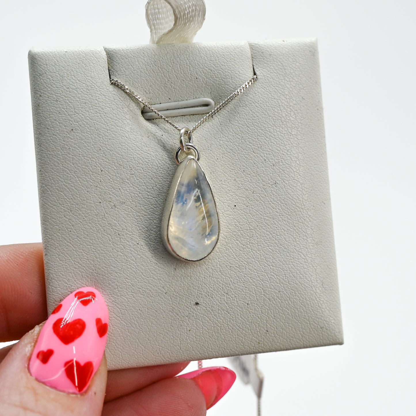 XL pear moonstone necklace