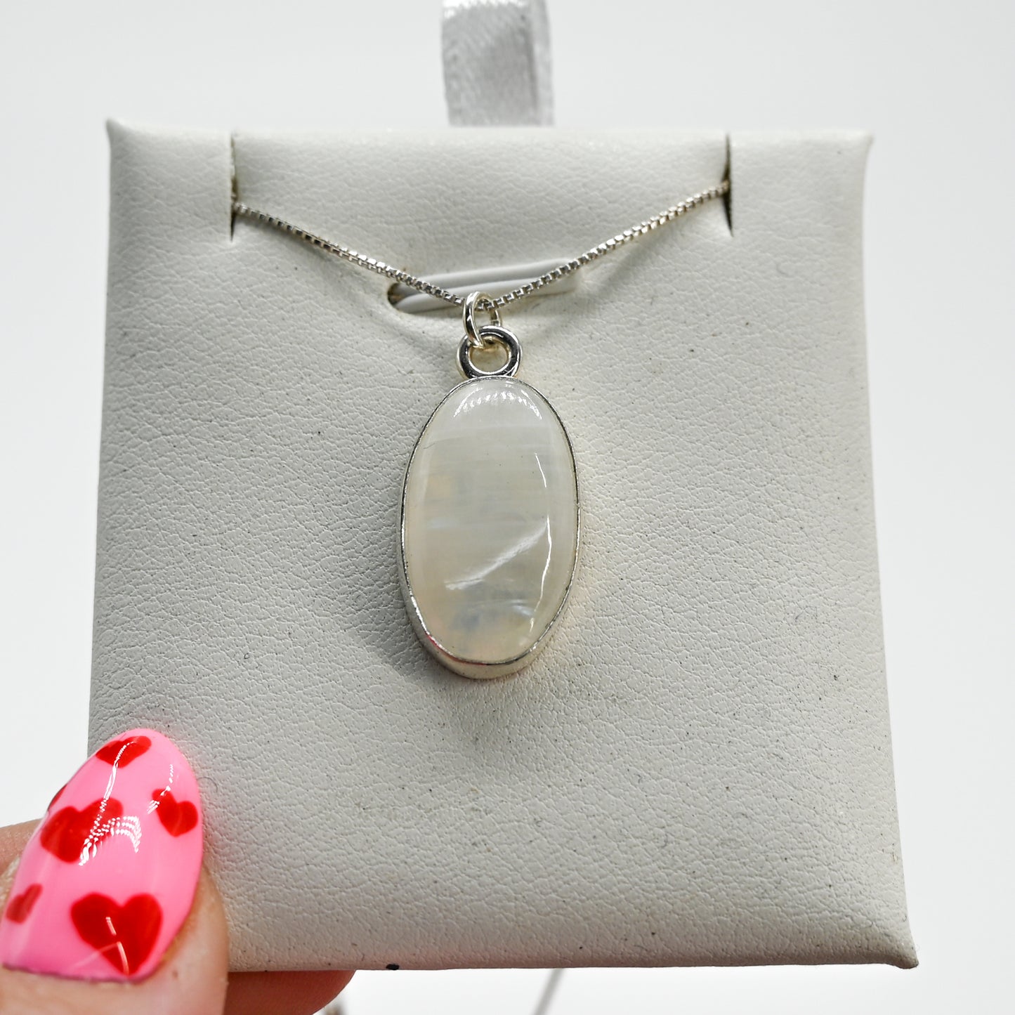 Large oval moonstone necklace