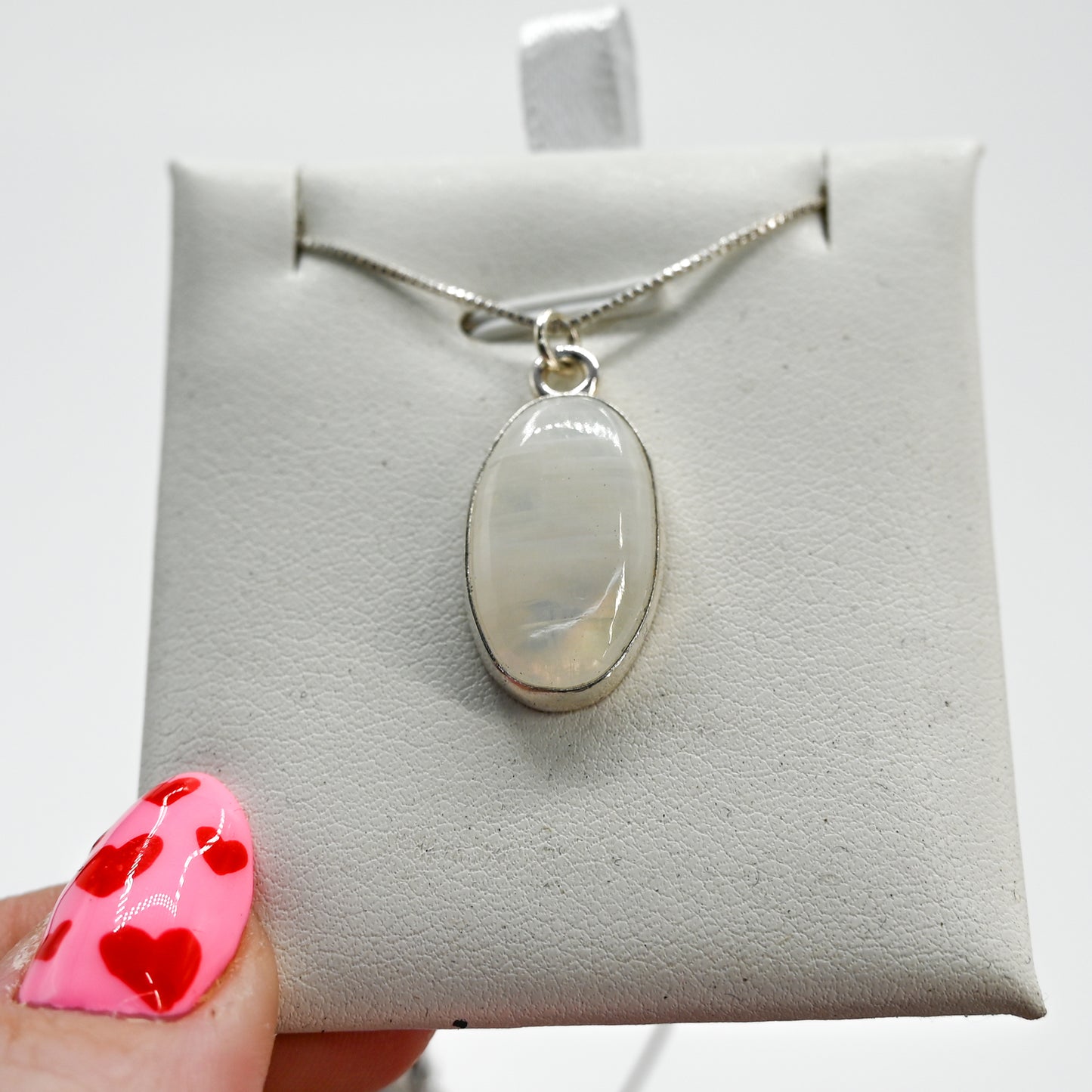 Large oval moonstone necklace