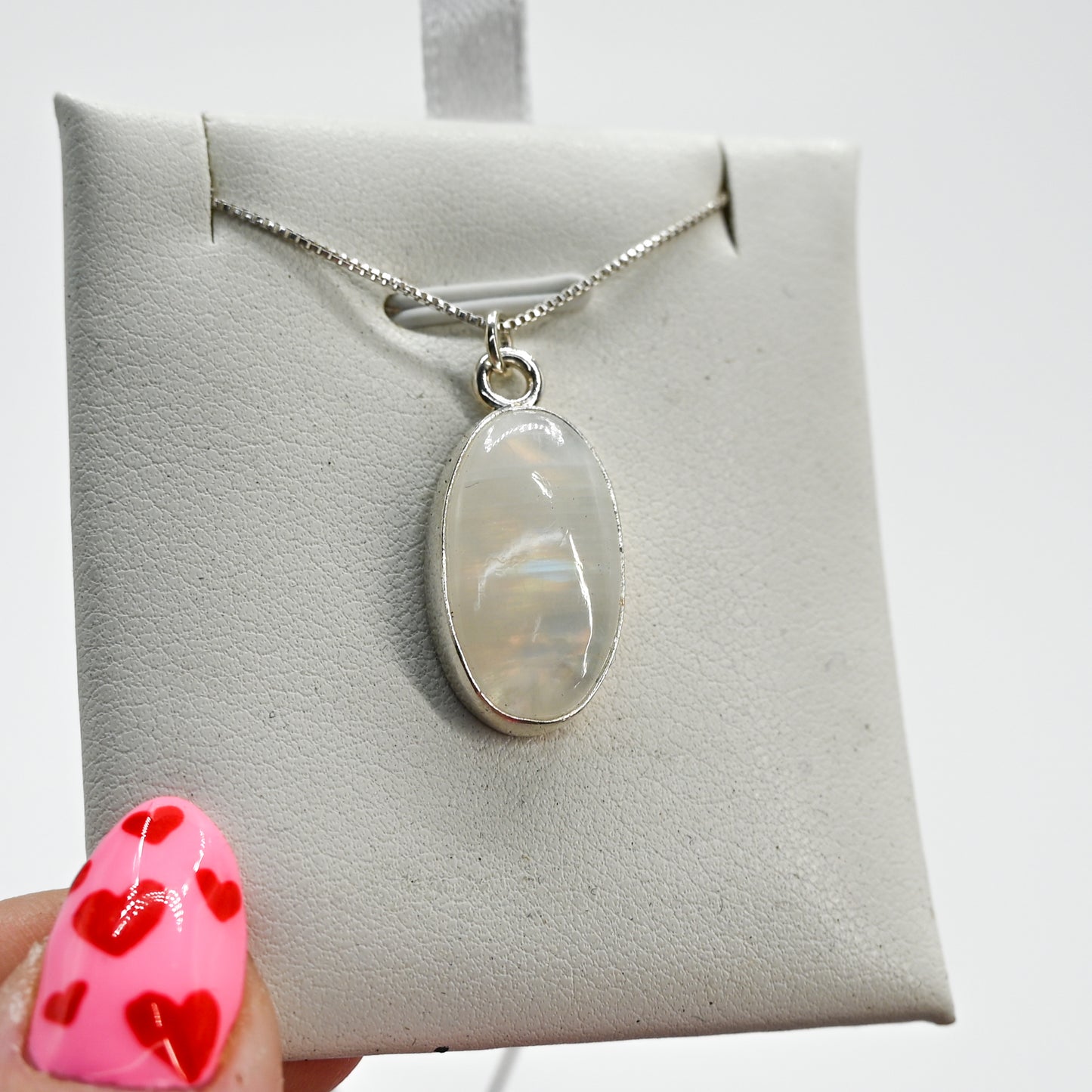 Large oval moonstone necklace