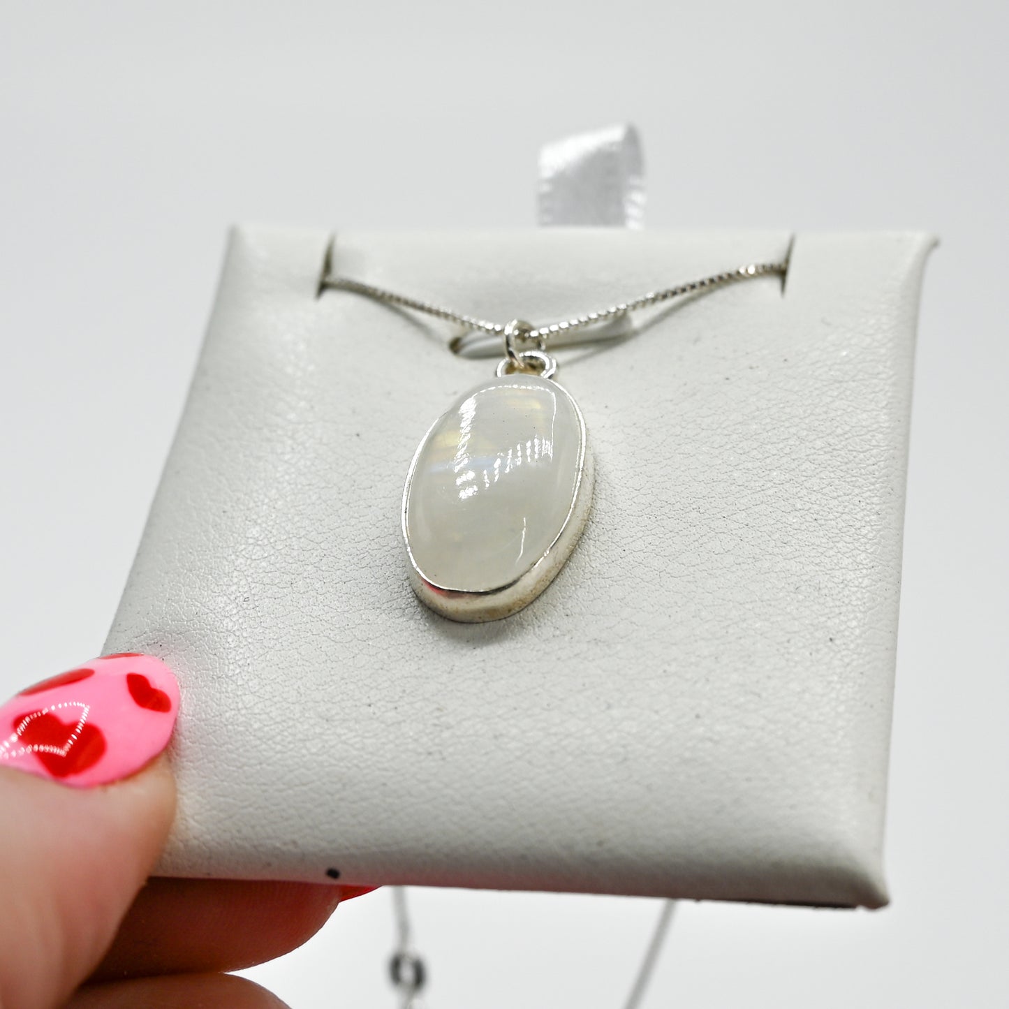 Large oval moonstone necklace