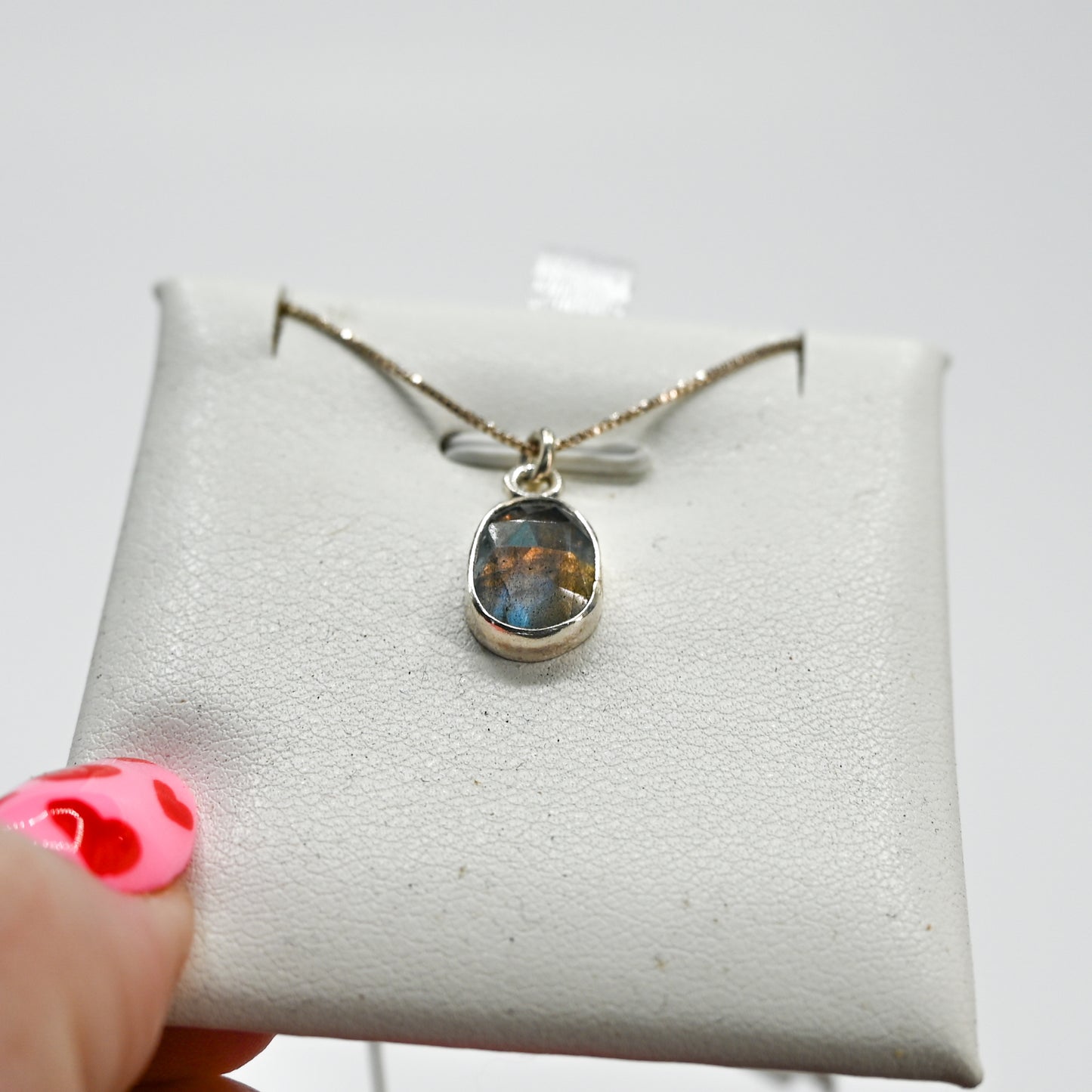 Rose cut labradorite necklace