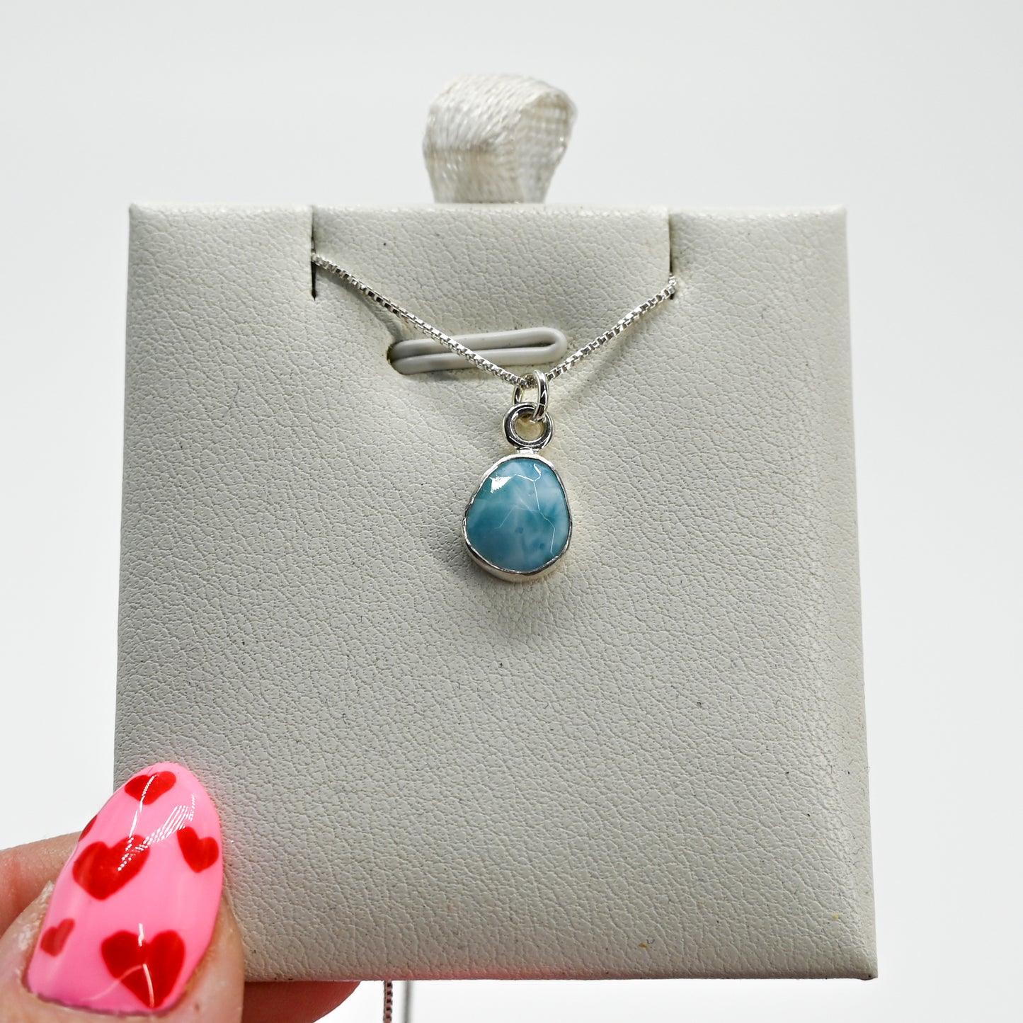 Rose cut larimar necklace