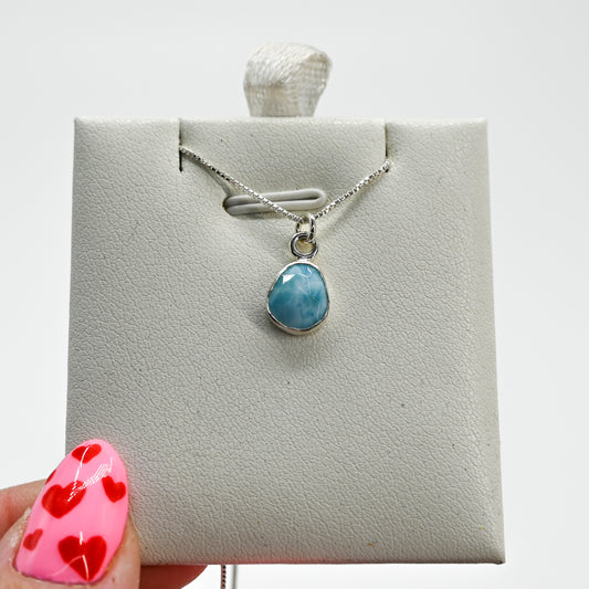 Rose cut larimar necklace