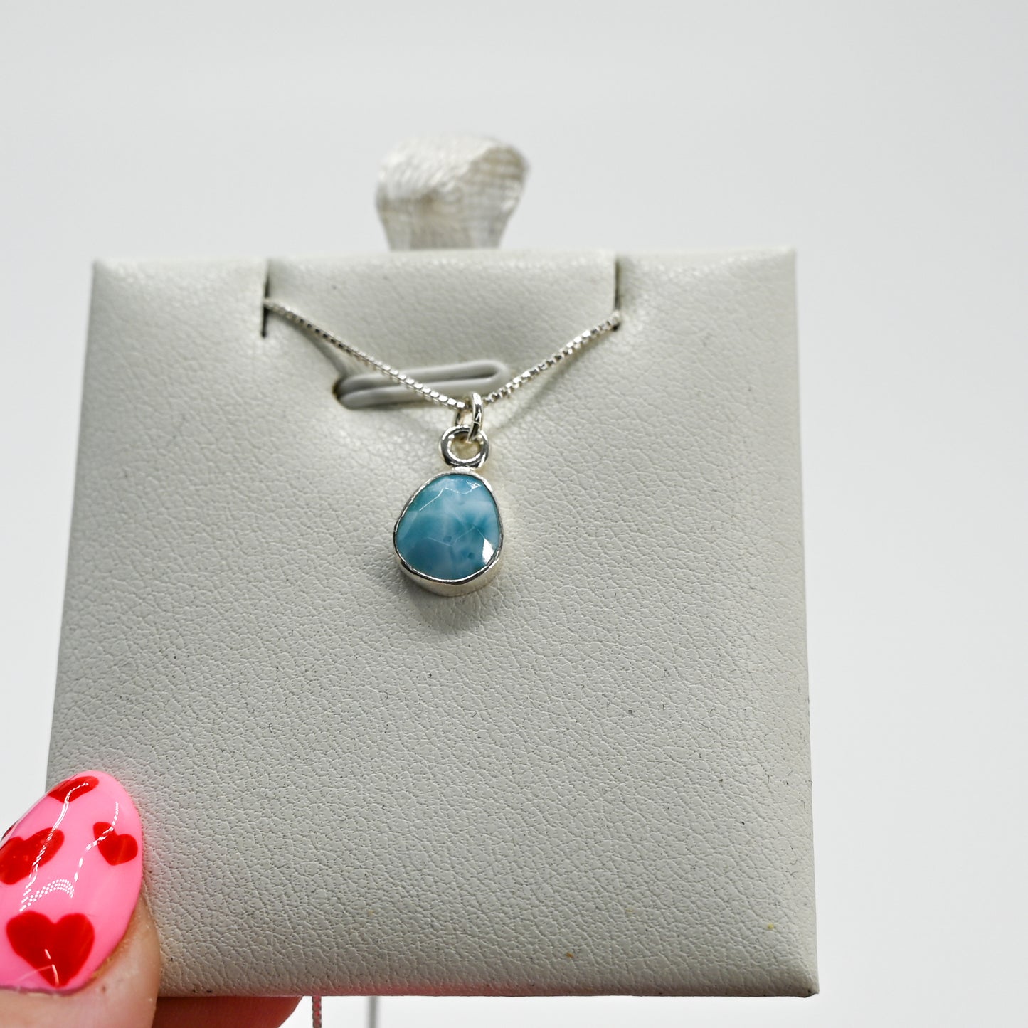 Rose cut larimar necklace