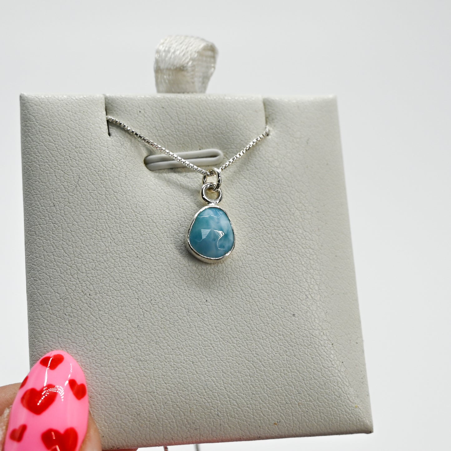 Rose cut larimar necklace