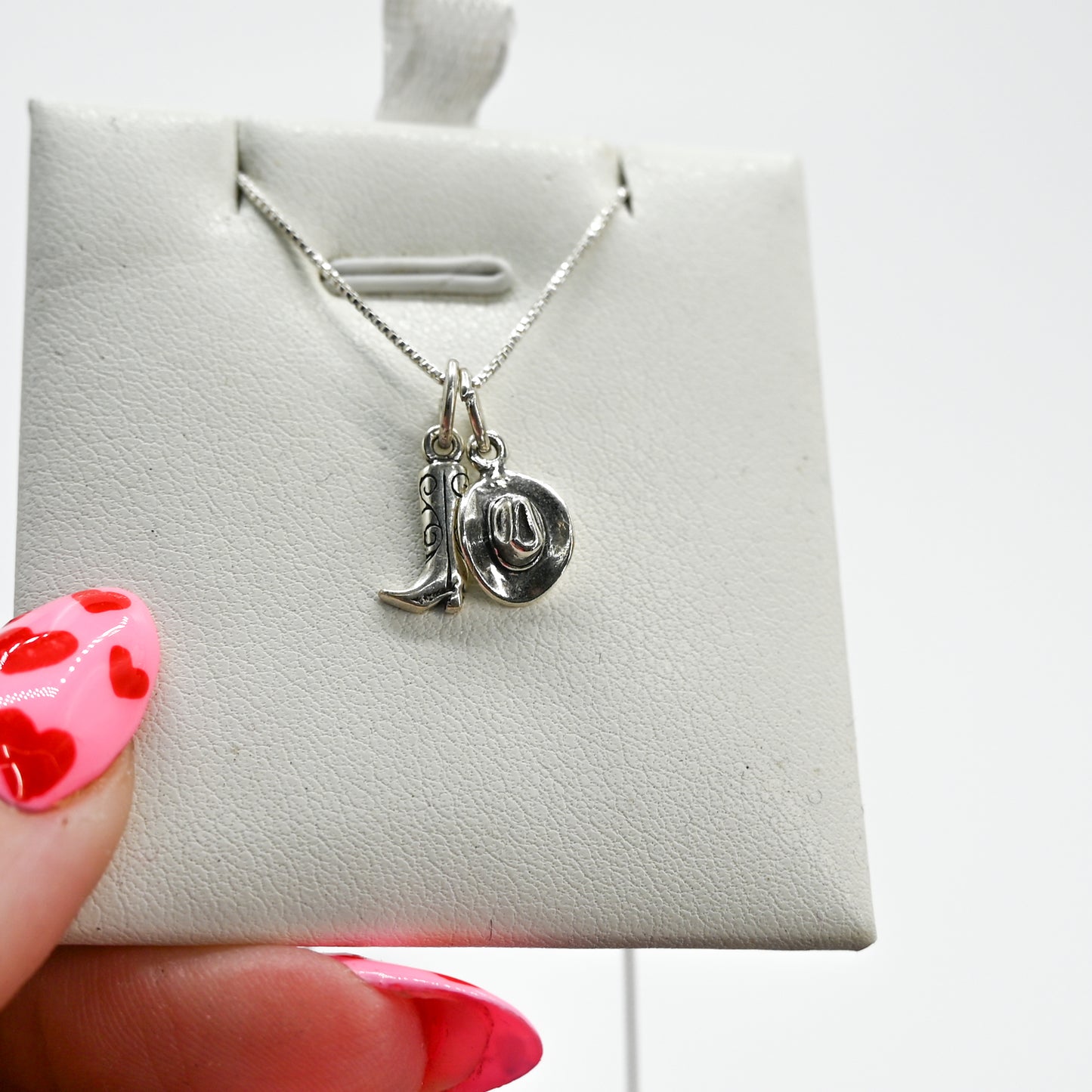 Cowgirl boot and hat charm  necklace