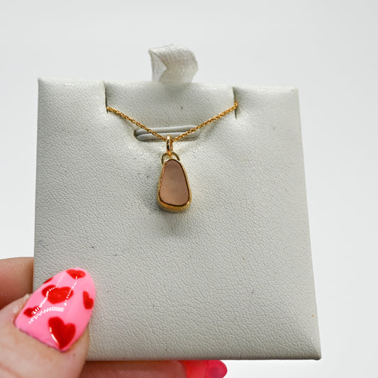 Gold fill pink sea glass necklace