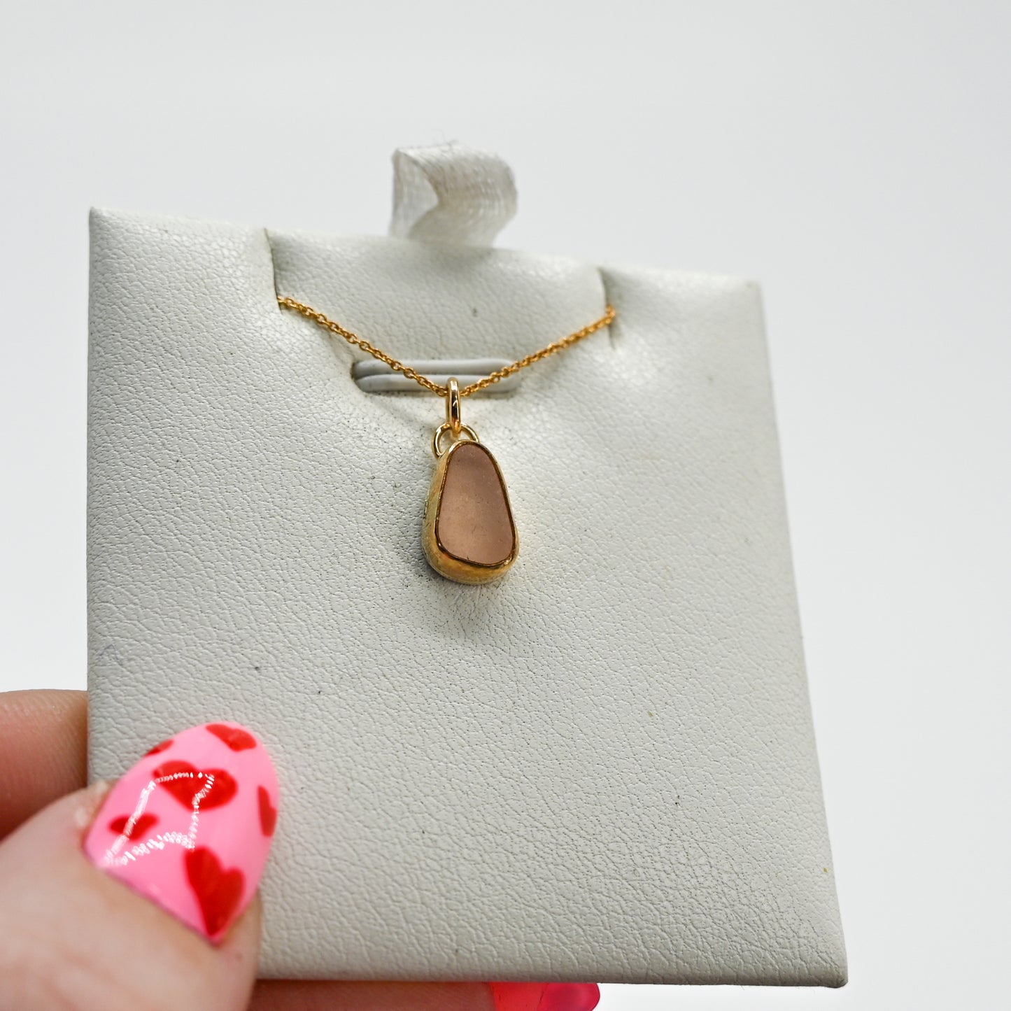 Gold fill pink sea glass necklace