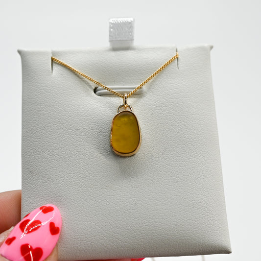 Gold fill yellow sea glass necklace