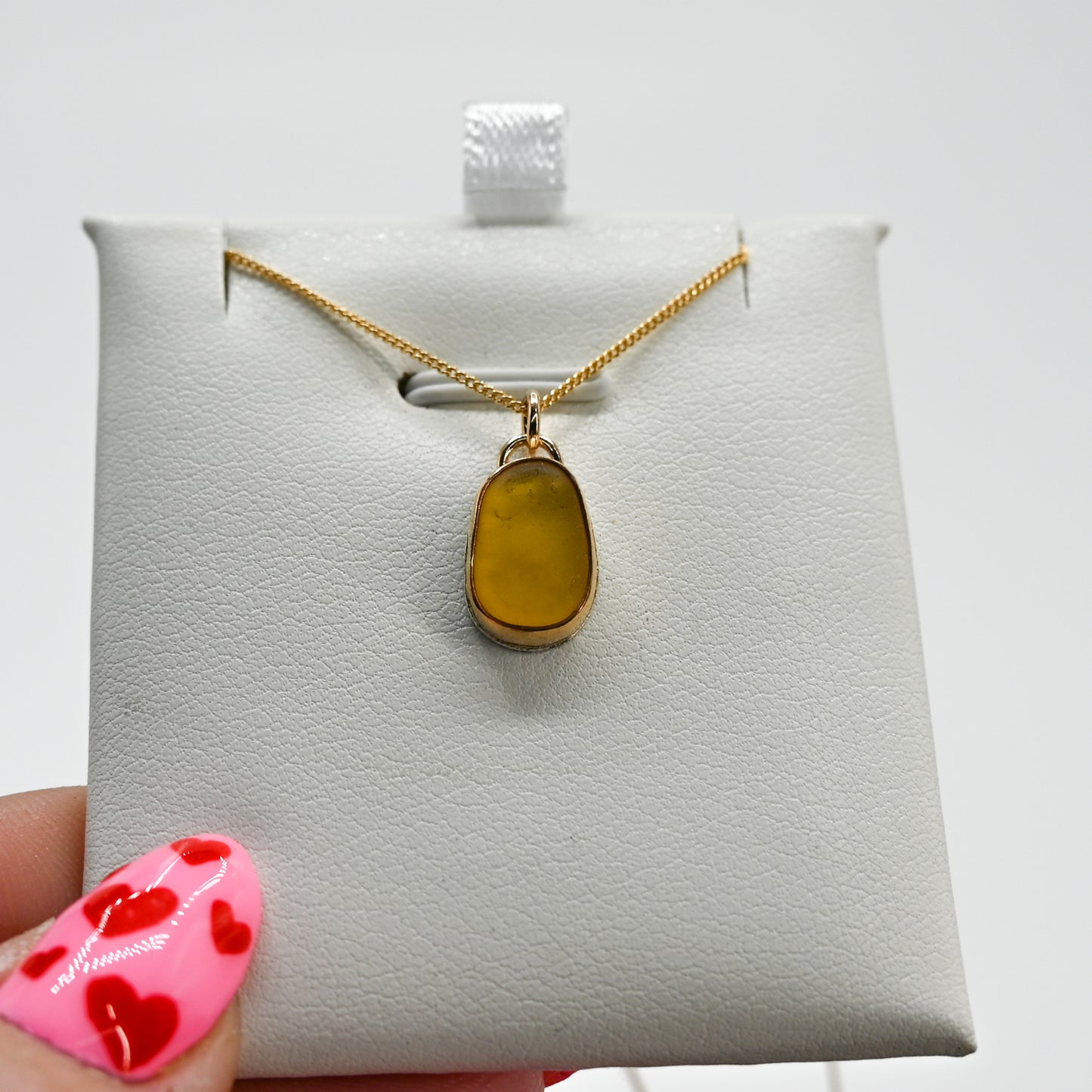 Gold fill yellow sea glass necklace