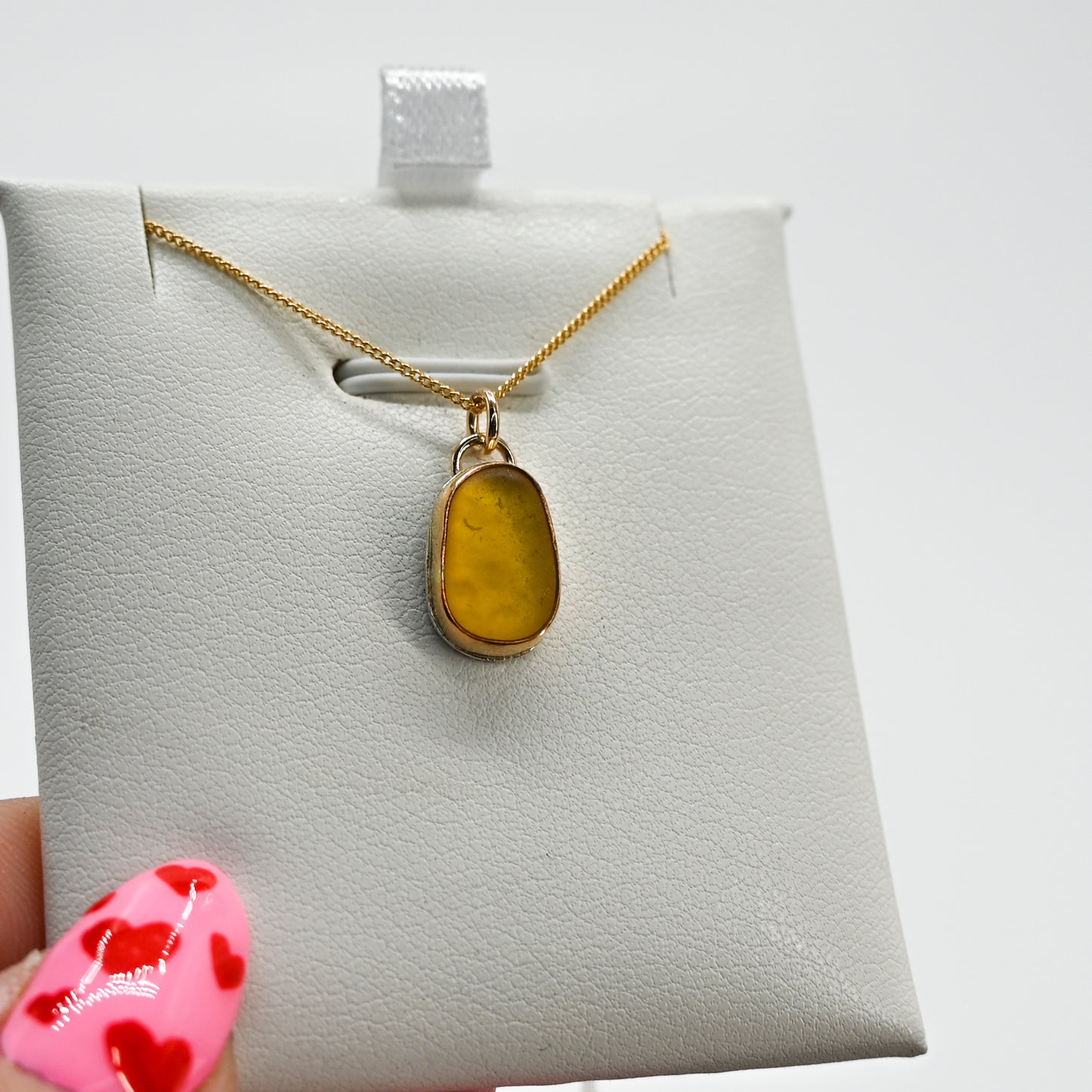 Gold fill yellow sea glass necklace