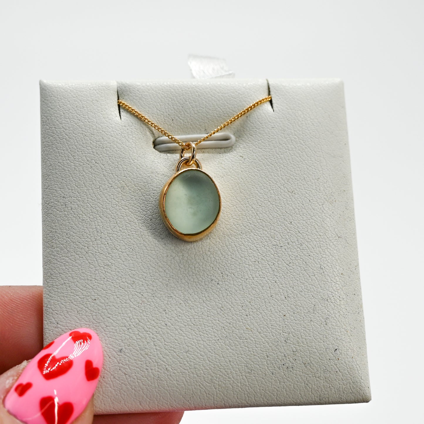 Gold fill sea foam sea glass necklace