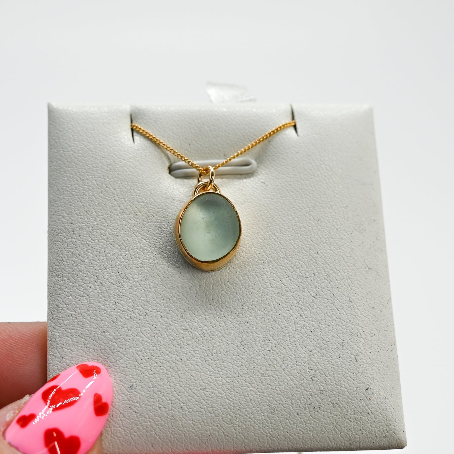 Gold fill sea foam sea glass necklace