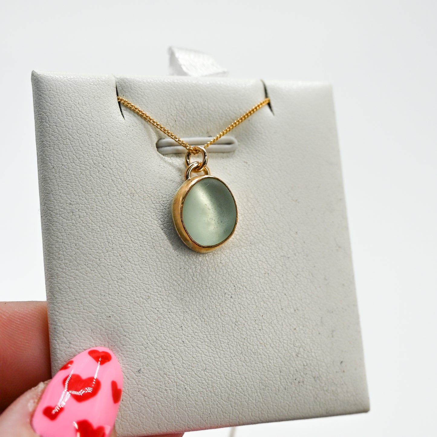 Gold fill sea foam sea glass necklace