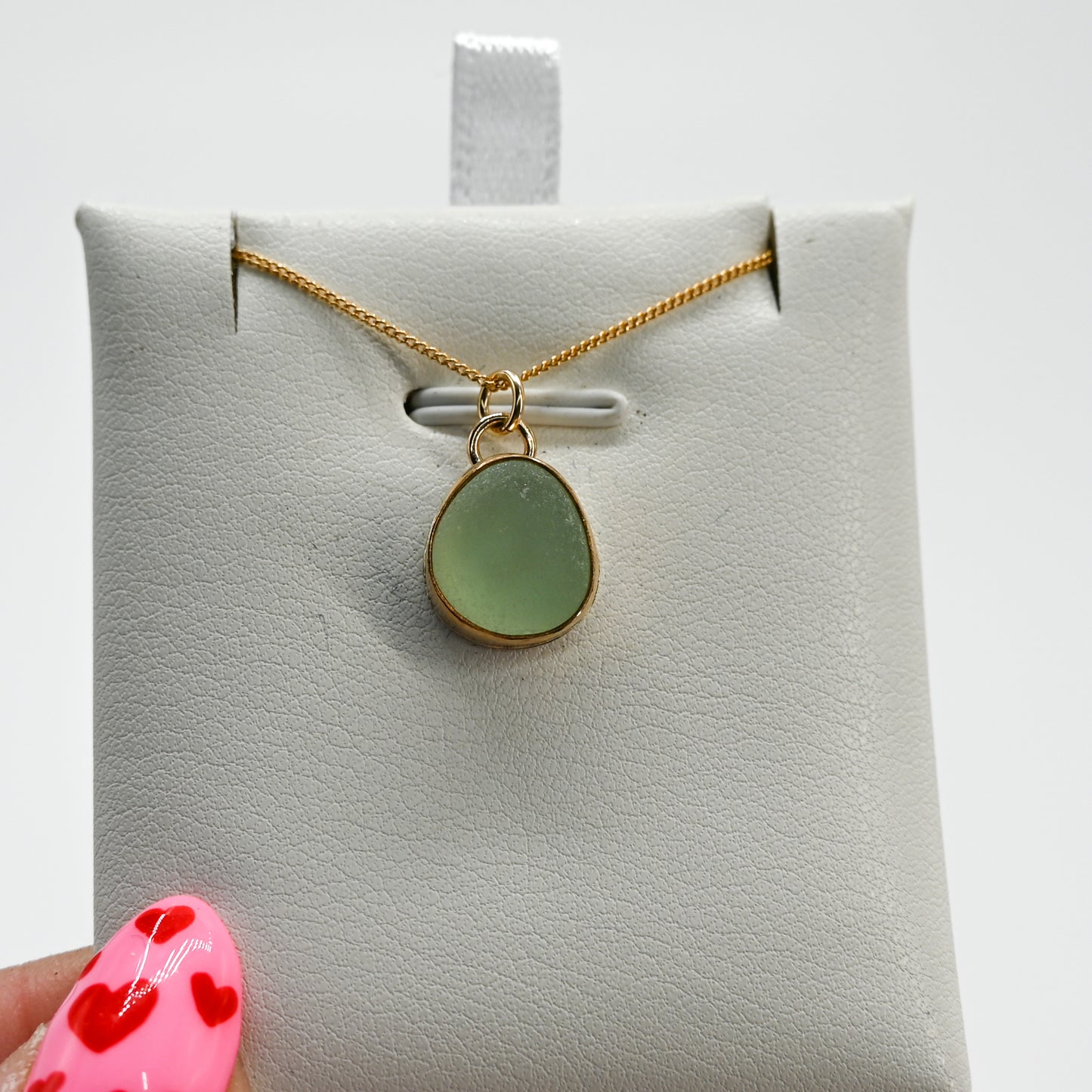 Gold fill sea foam sea glass necklace