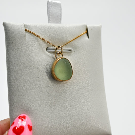 Gold fill sea foam sea glass necklace
