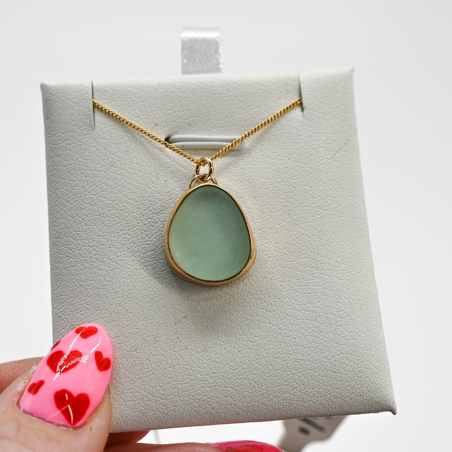 Gold fill sea foam sea glass necklace
