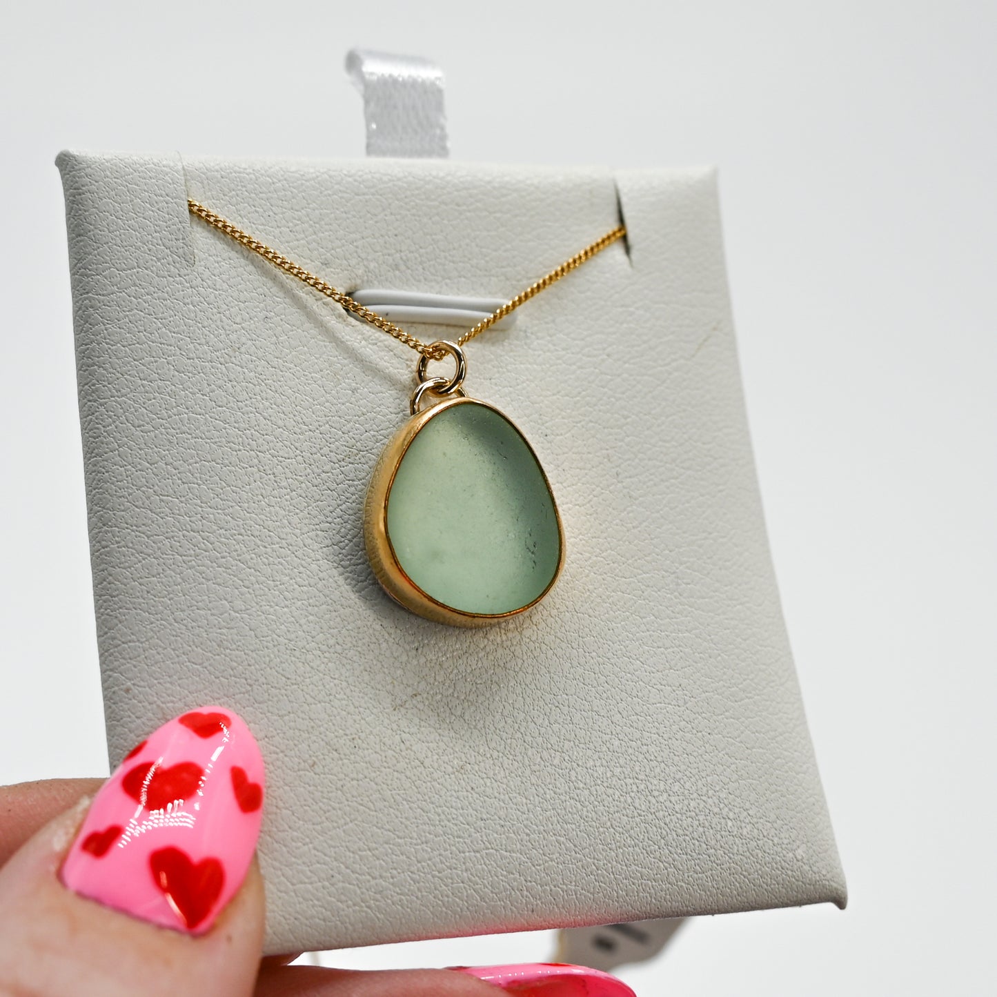 Gold fill sea foam sea glass necklace