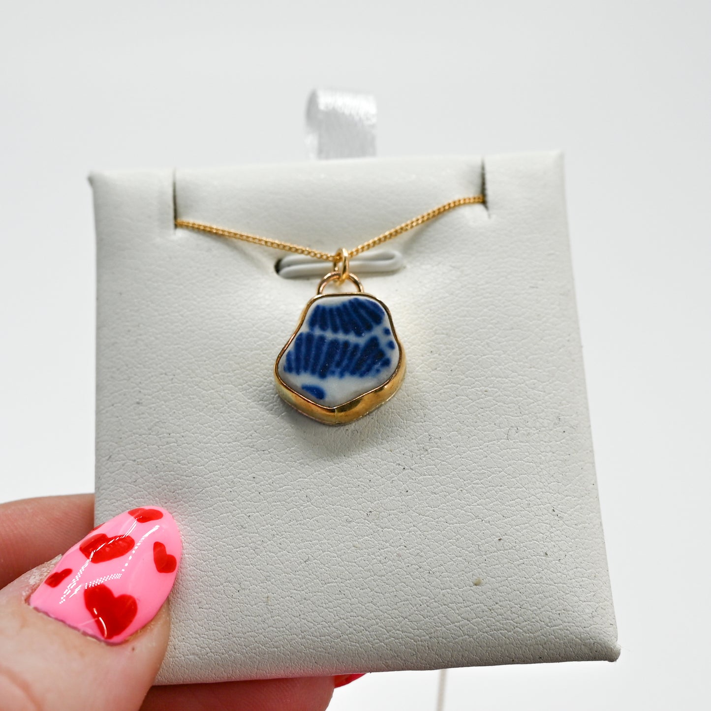 Gold fill sea pottery necklace