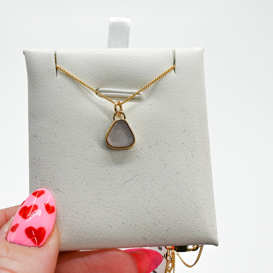 Gold fill lavender sea glass necklace