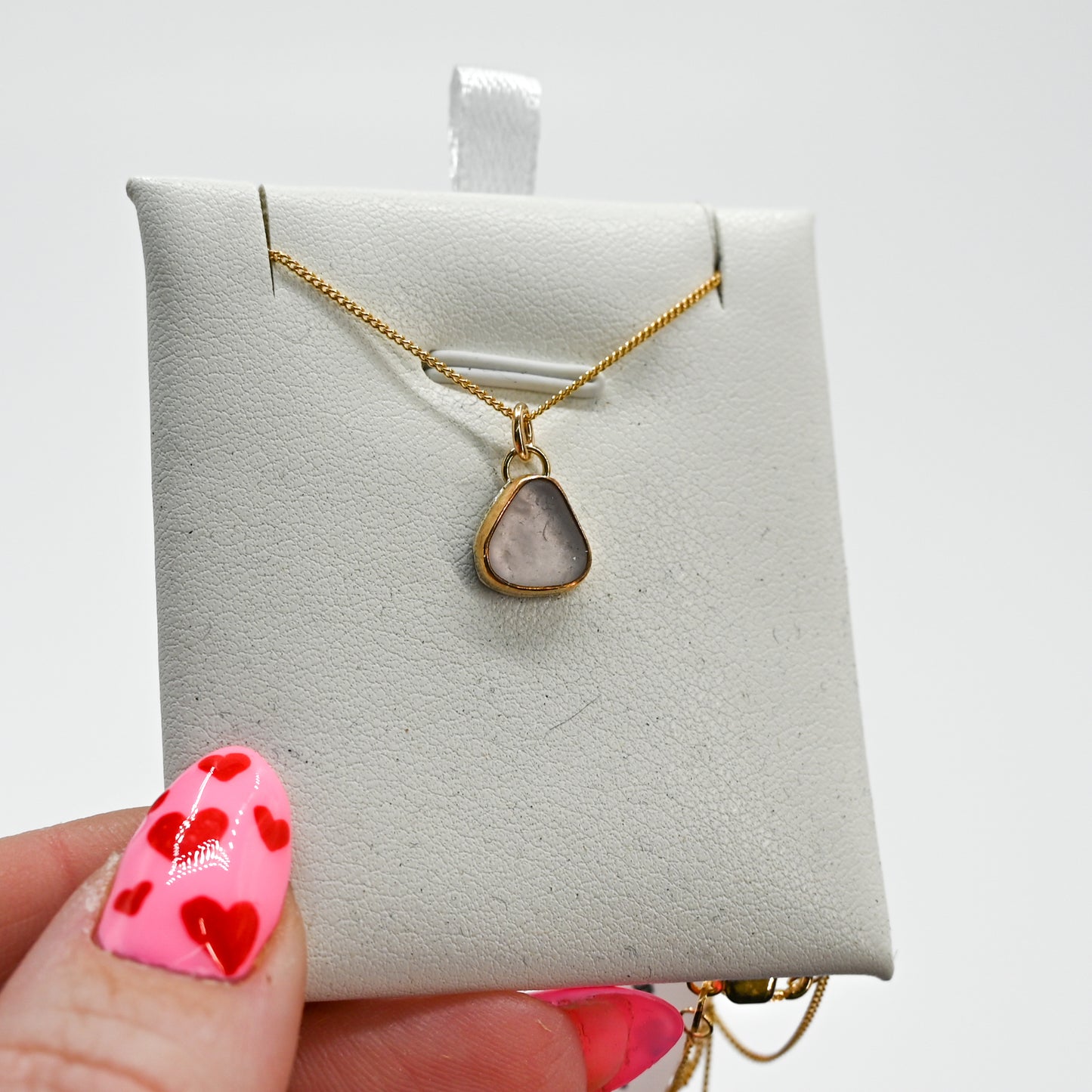 Gold fill lavender sea glass necklace