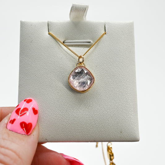 Gold fill rose cut morganite necklace