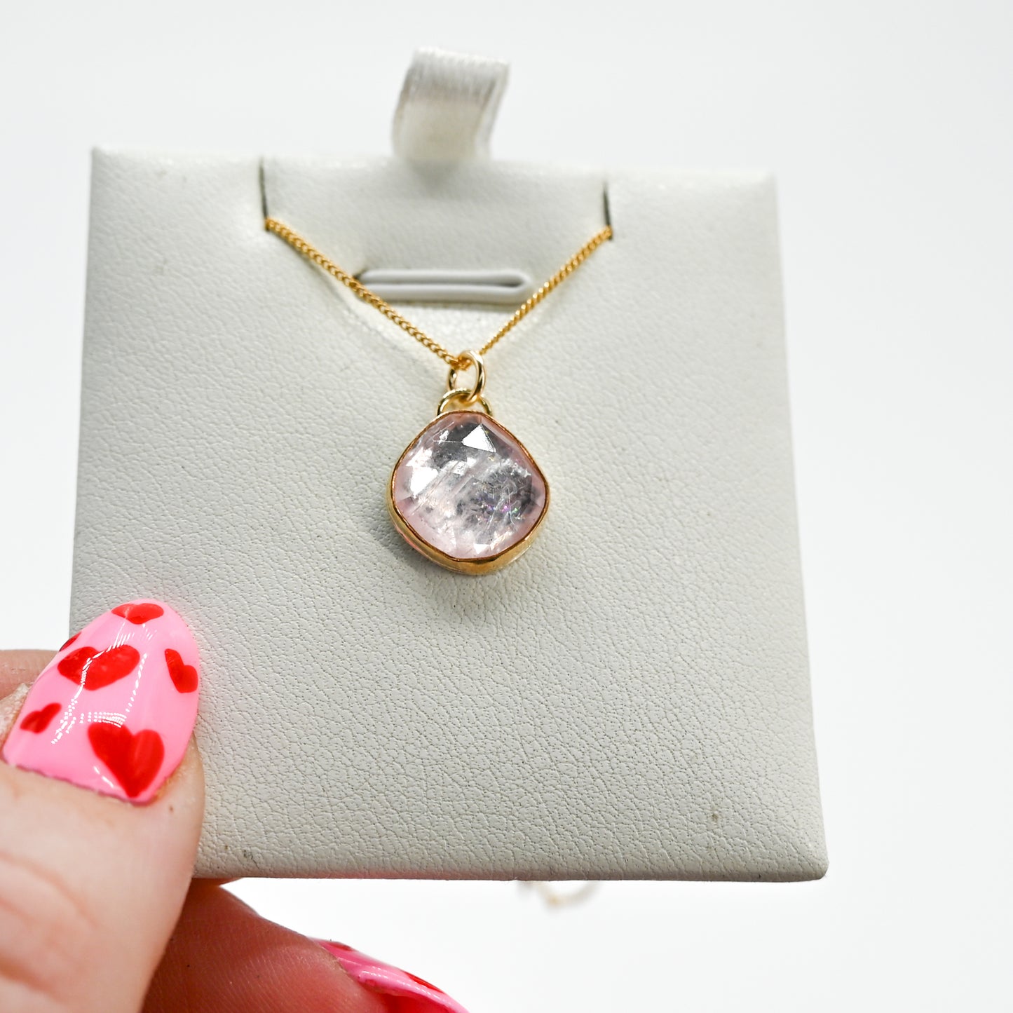 Gold fill rose cut morganite necklace