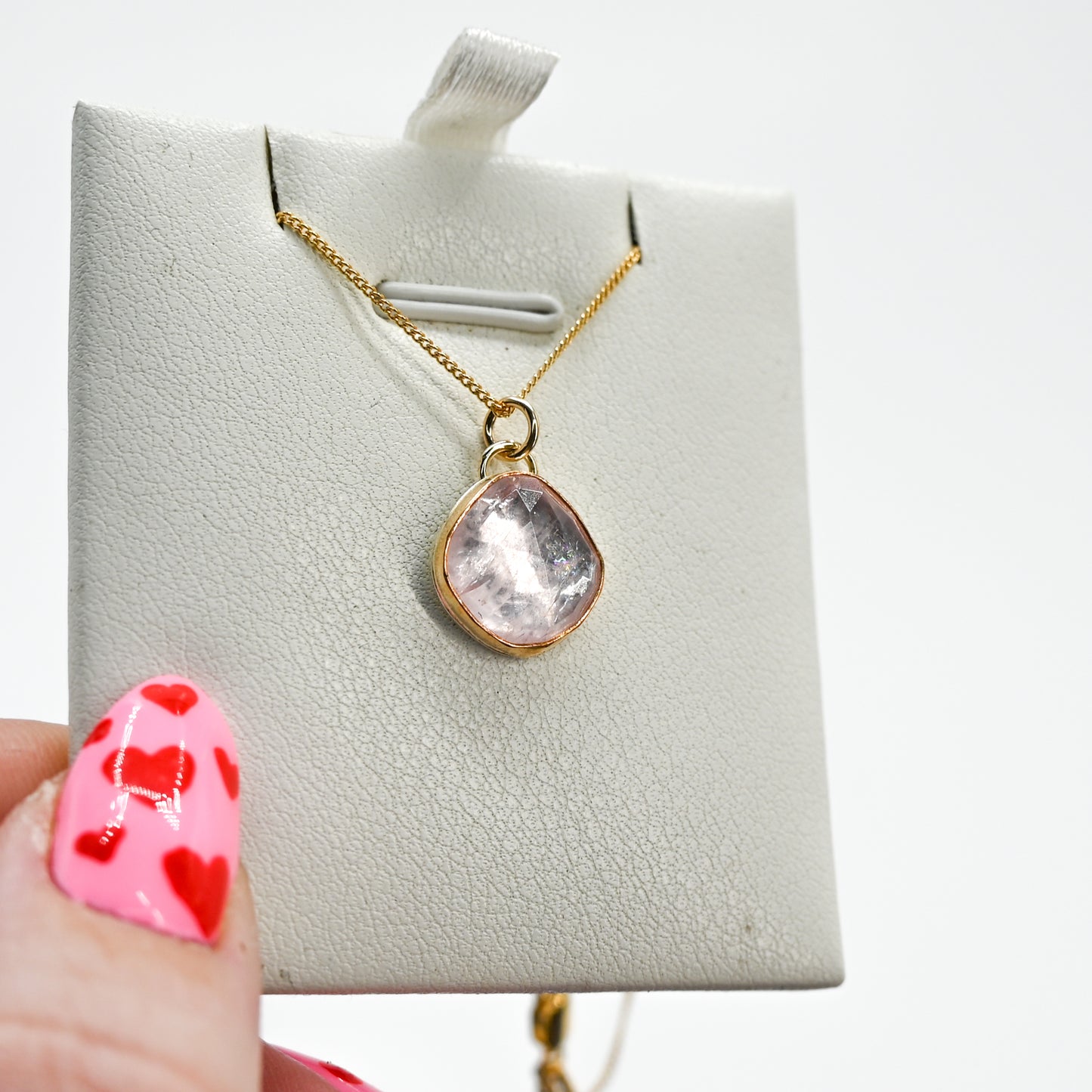 Gold fill rose cut morganite necklace