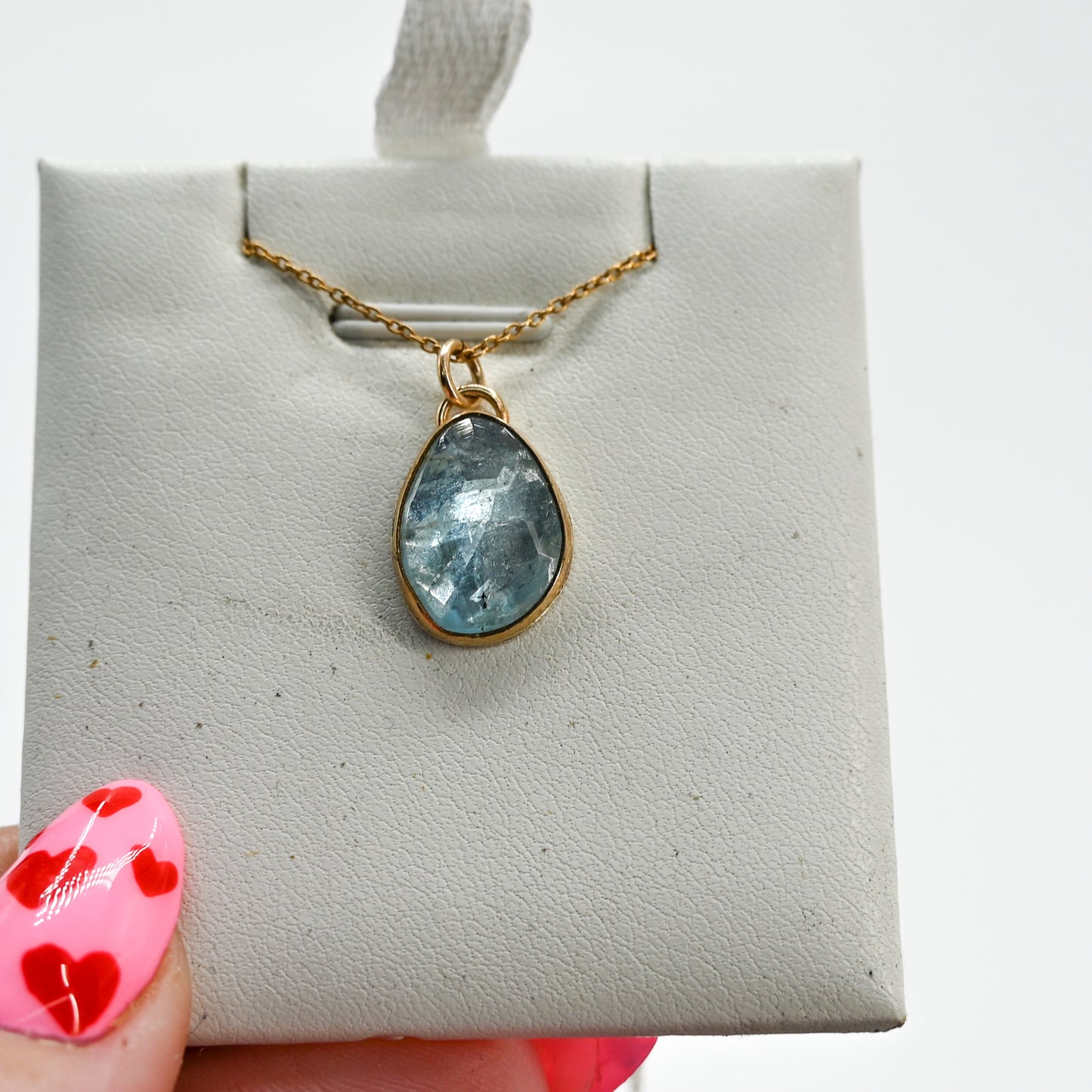 Gold fill rose cut aquamarine necklace