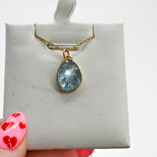Gold fill rose cut aquamarine necklace